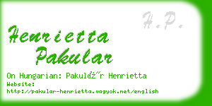 henrietta pakular business card